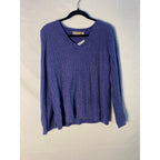 Croft & Barrow Extra Soft Fabric V-neck Pullover Blue Sweater Women's Size XL