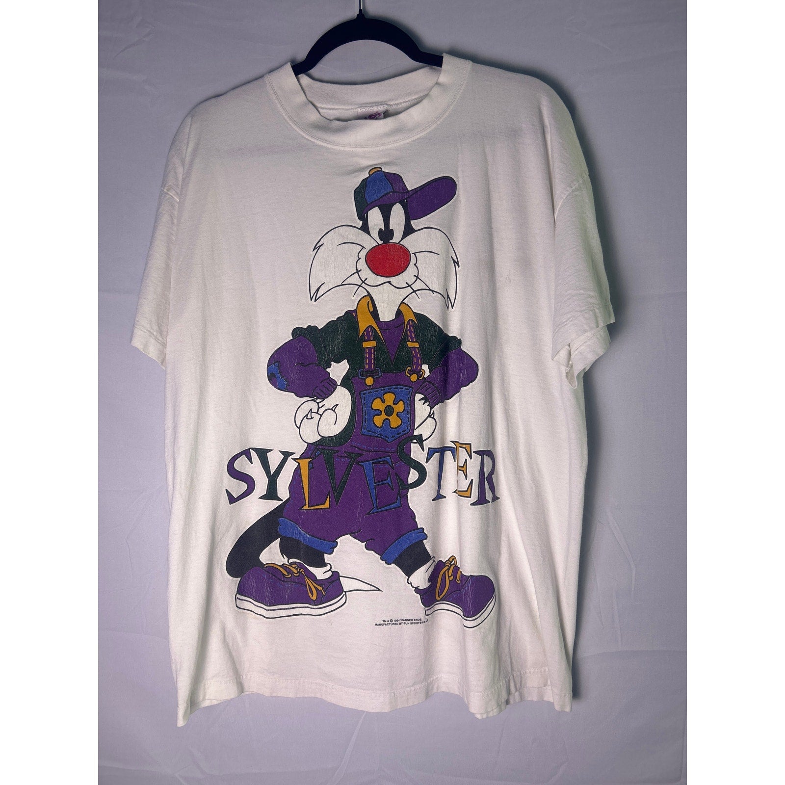 Sylvester J. Pussycat Thug Life Graphic Print White T-shirt Men's Size 1X