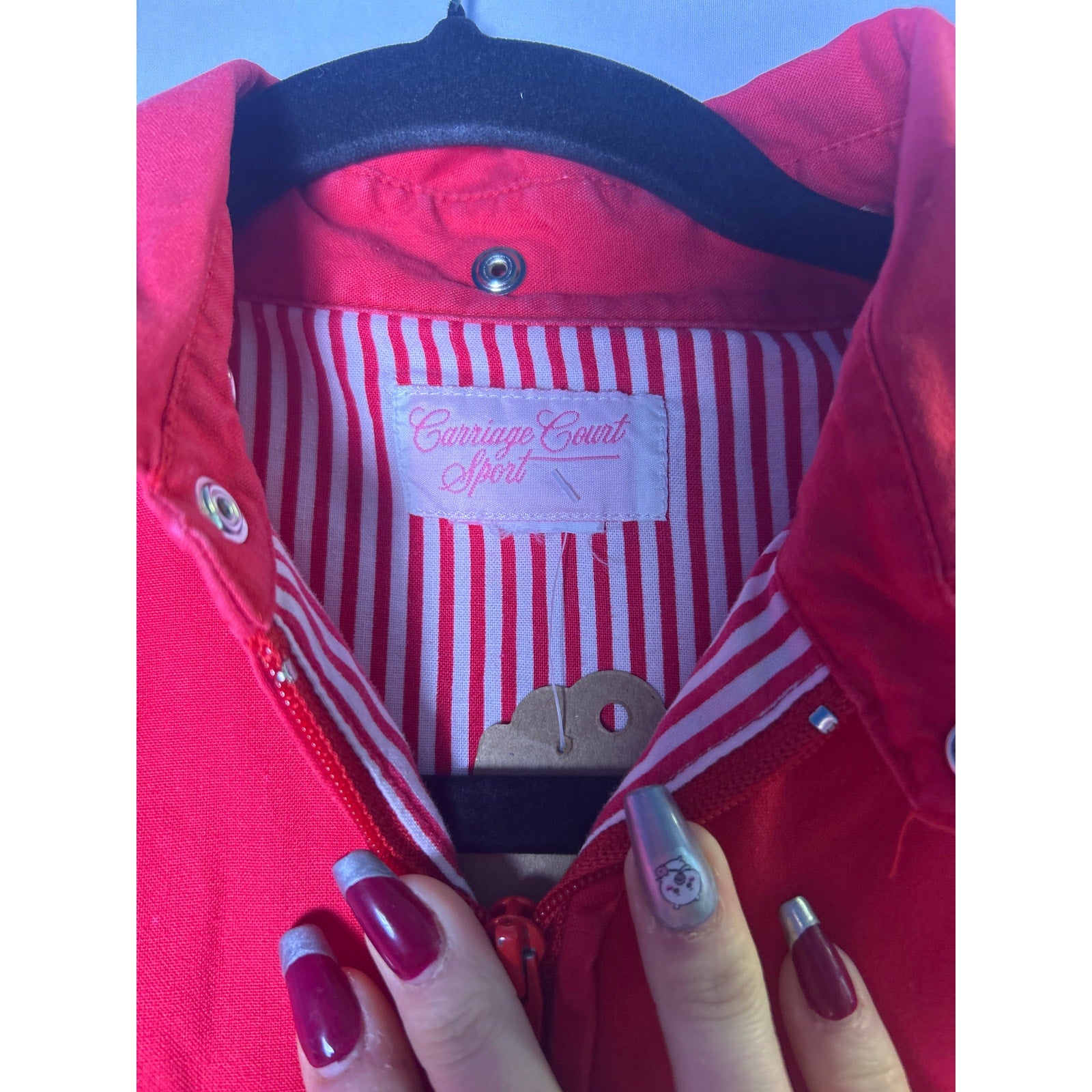 Vintage Carriage Court Red Full Zip Bomber Jacket Men's Size Medium