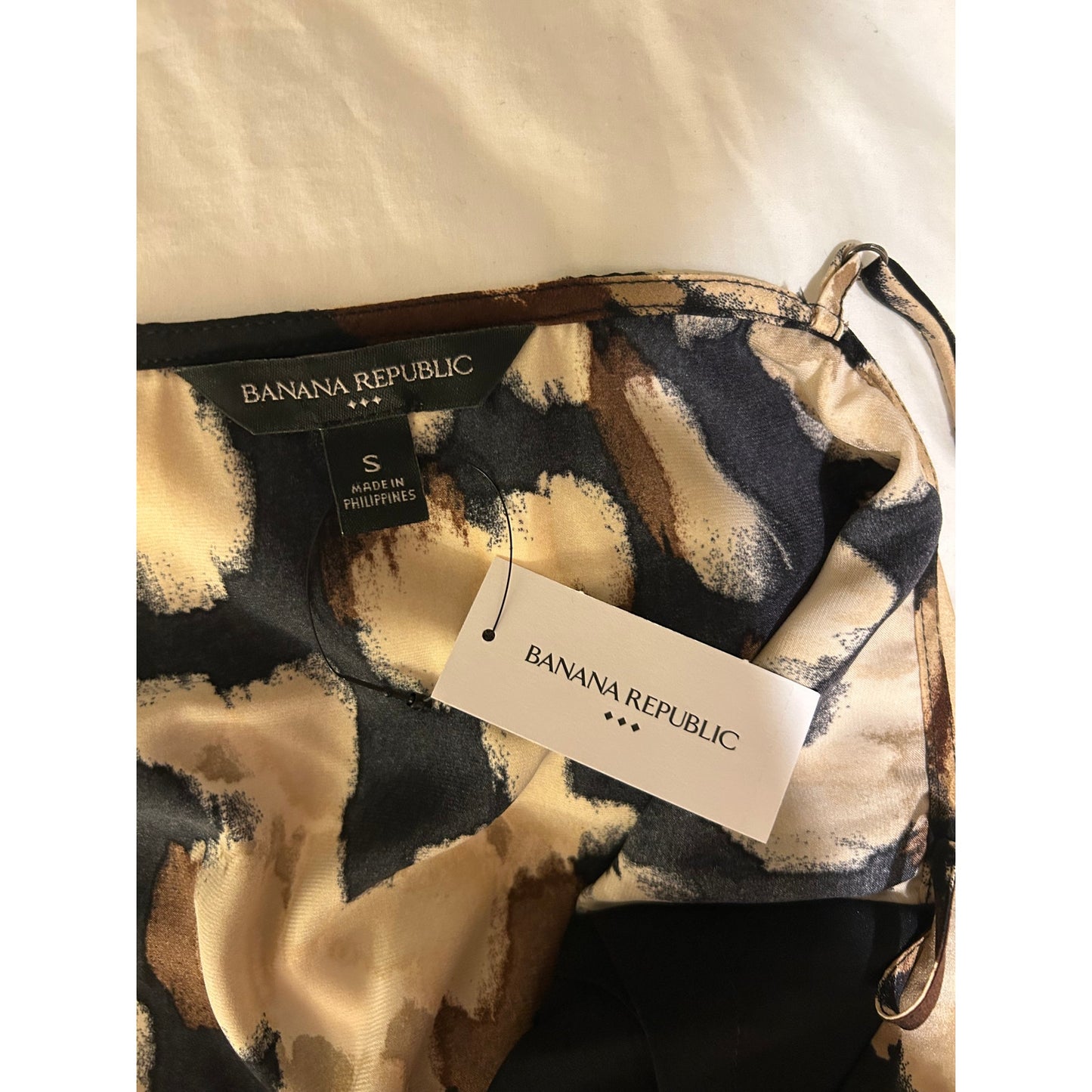 Banana Republic Satin Classic Camisole Tank Top Printed Black Women's Small NWT