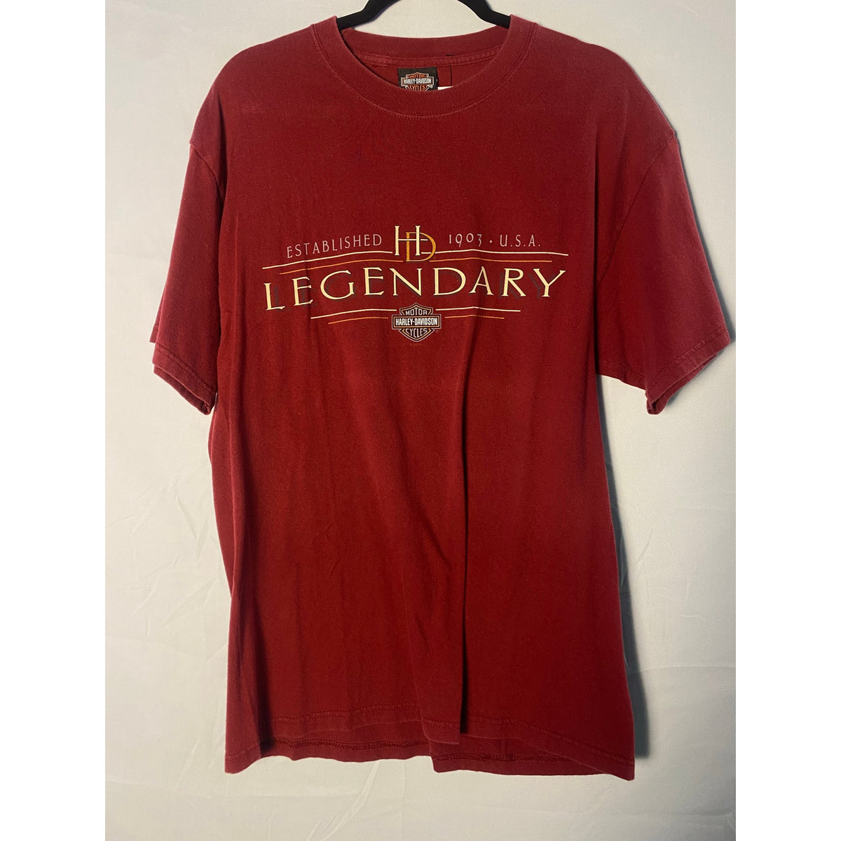 Harley Davidson Legendary Eagle Lafayette, Indiana Red Graphic Shirt Men's Large