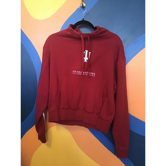Adidas Red White Striped INDIANA Hoosiers Pullover Hoodie Women's Size Small