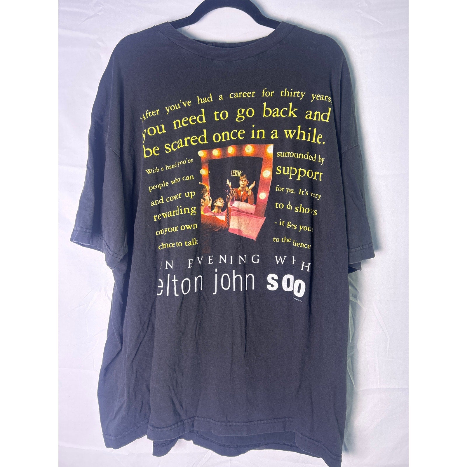 1999 Vintage Elton John An Evening With... Tour T-Shirt Pop Music Black Shirt XL