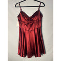 Stretch Satin Corset Mini Dress Maroon Red Women's Large Party Formal Sweetheart