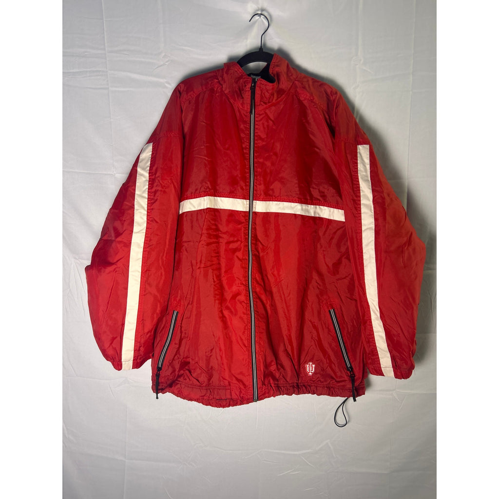 Vintage IU Indiana University Windbreaker Jacket Full Zip Red W/ Pockets 2XL