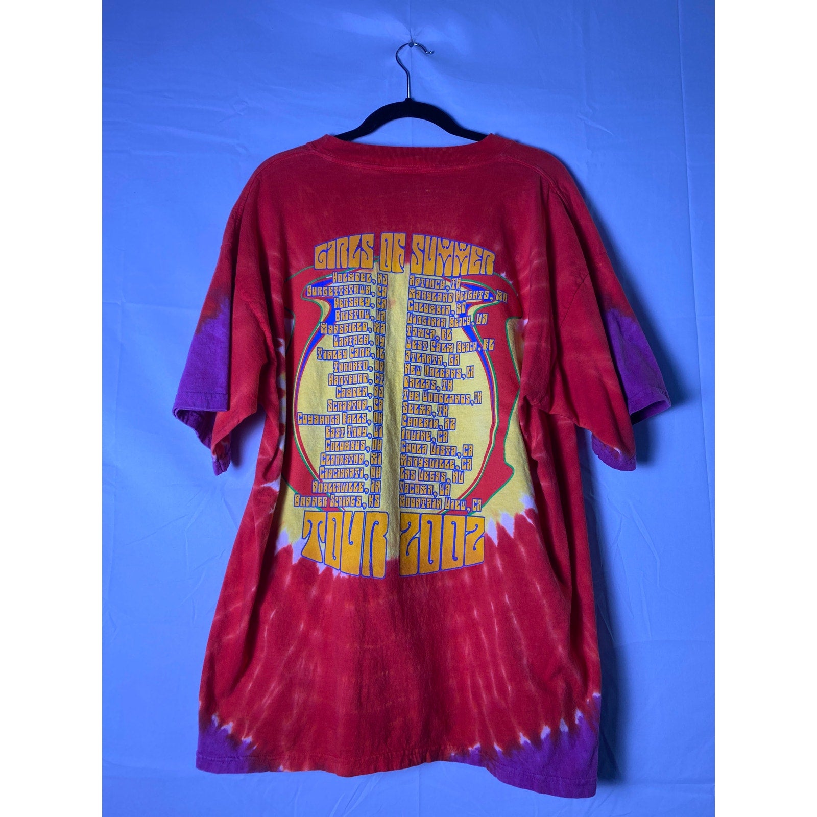 Y2K Aerosmith “Girls Of Summer” Tour 2002 Red Multi All Over Print Shirt Size XL