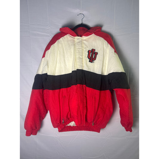Vintage 90s C&C Sportswear IU Indiana University Hoodie Puffer Jacket Full Zip L