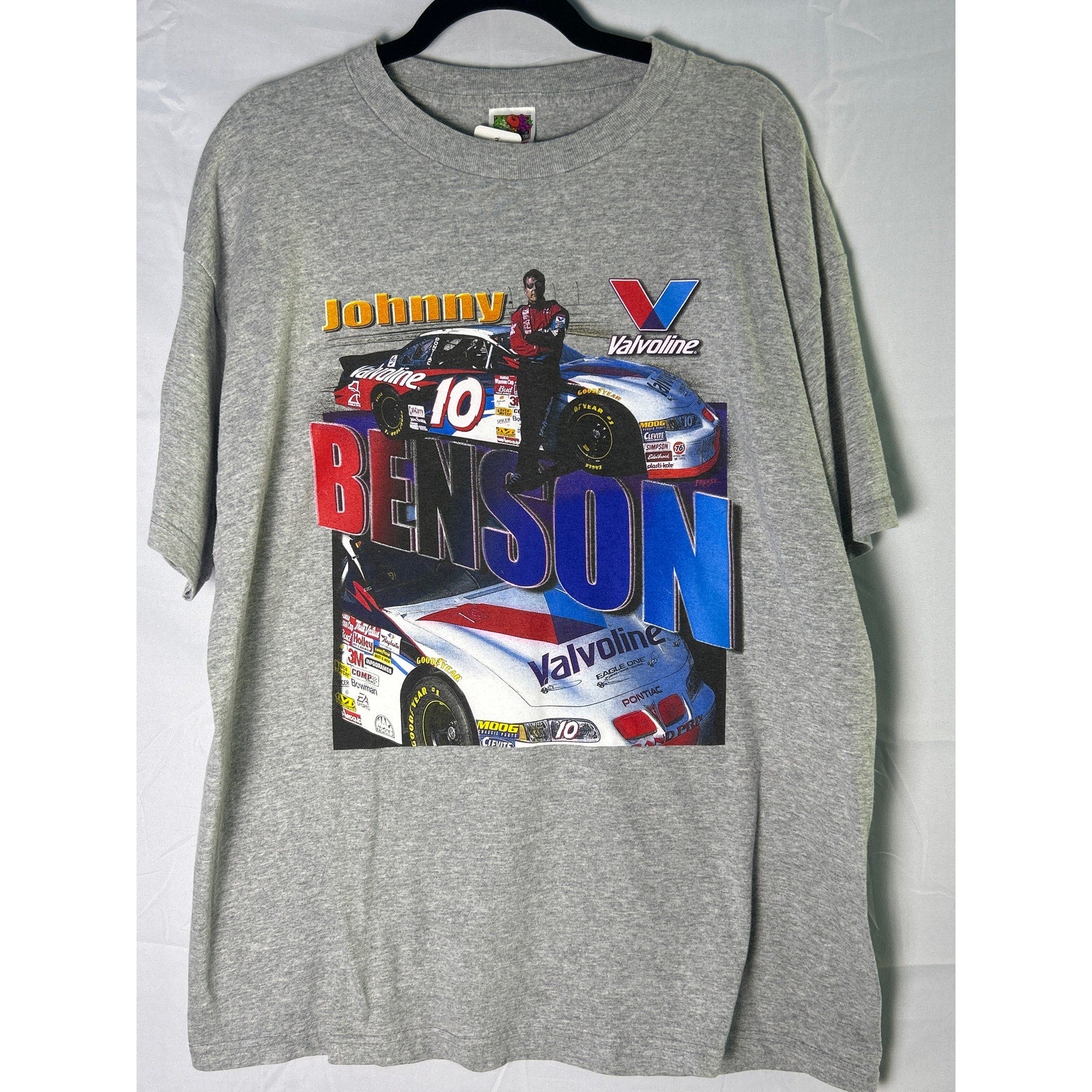 Y2K Fruit of the Loom Johnny Benson Valvoline Racing Car #10 Shirt Gray Shirt XL