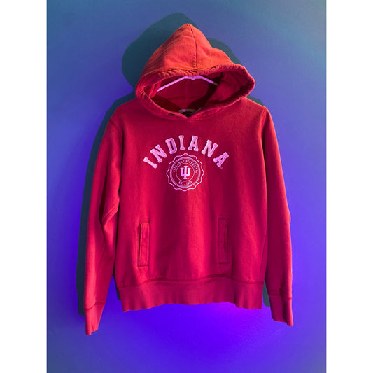 Vintage Stadium Athletics Indiana University Red Pullover Hood Sweatshirt Small