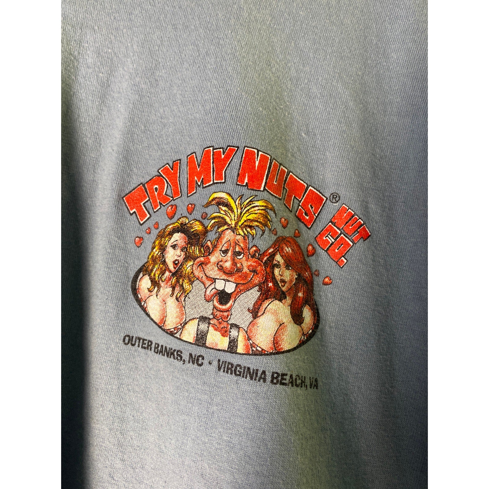 Hanes Try My Nuts - Nibble my Nuts, Savor My Hot Sauce! Blue Shirt Men's XL