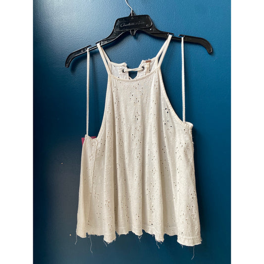 Free People Dream Date White Eyelet Tank Top w/ Lace-Up Back Womens Size Small