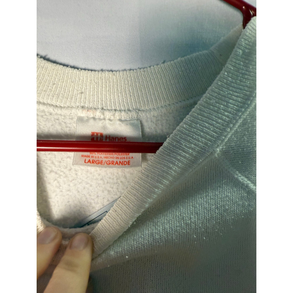 Hanes HOHOHO Santa Claus White Crewneck Pullover Sweatshirt Women's Large