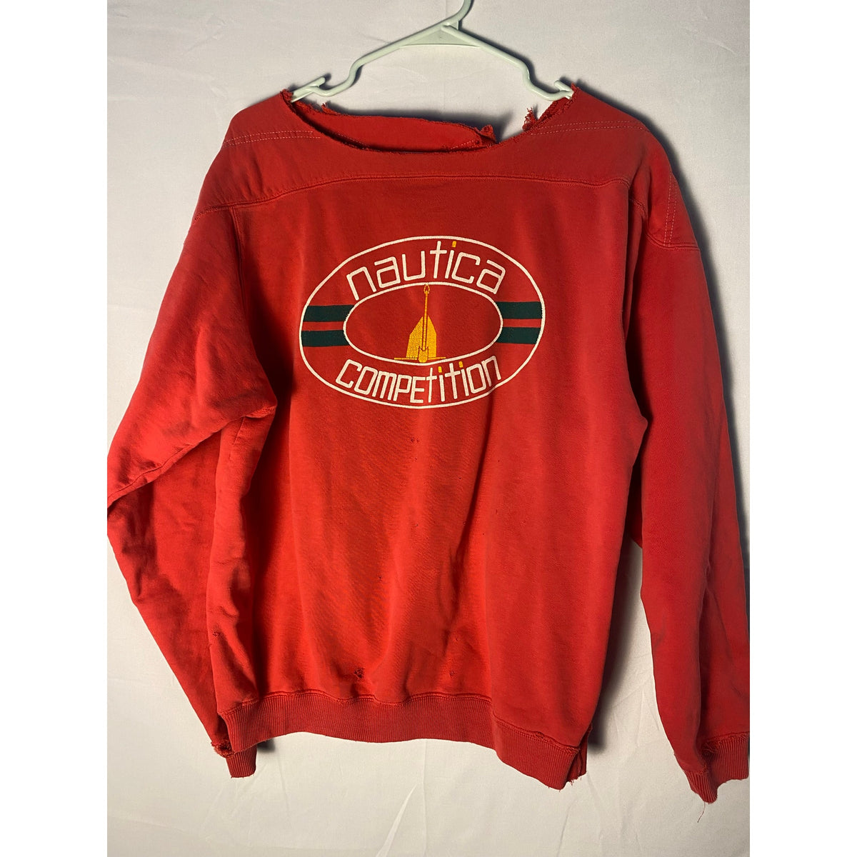 Nautica Competition Distressed Neckline Pullover Sweater Women's Size Large