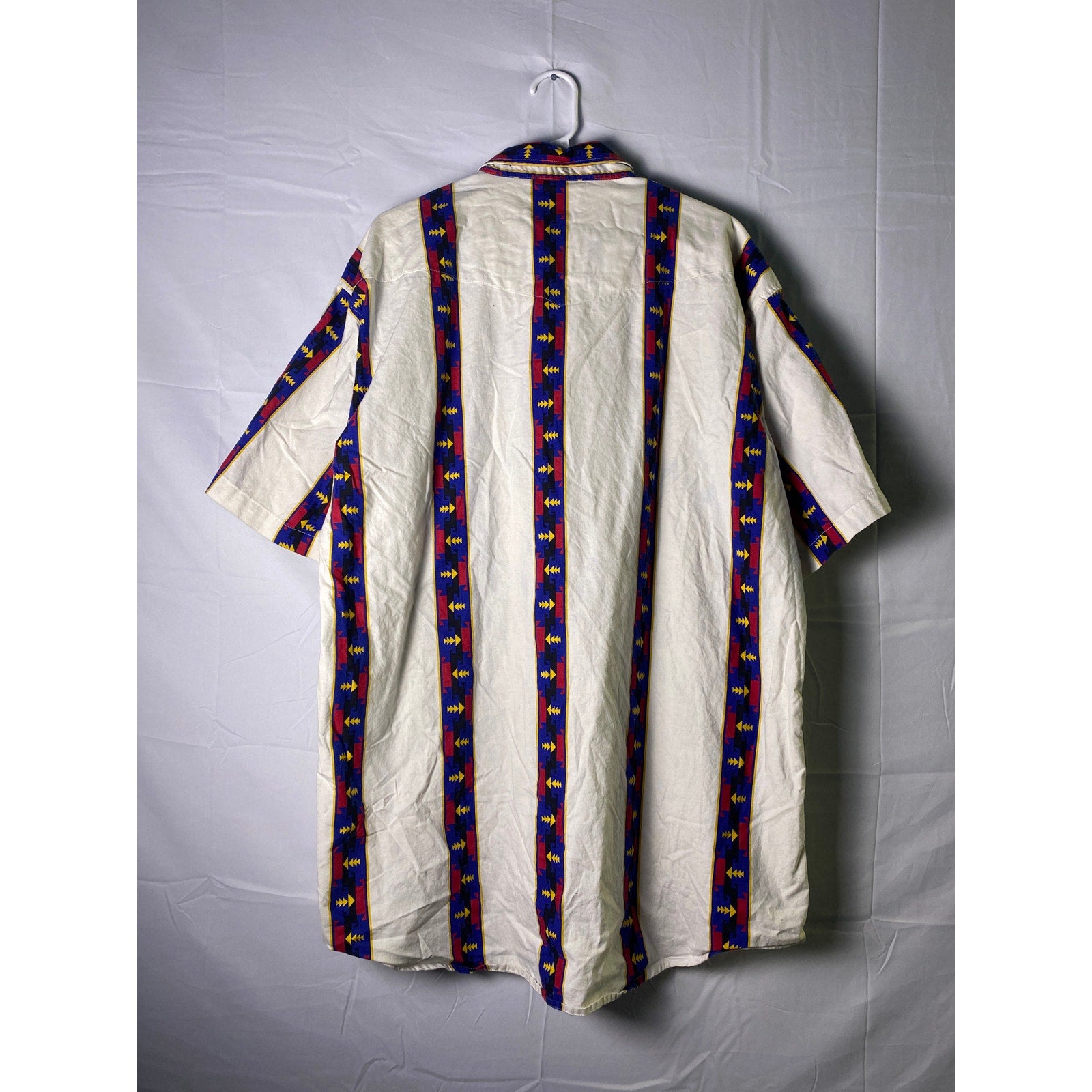 Vintage Wrangler Pearl Snap Button Up Western Aztec Southwestern Stripe Size 2XT