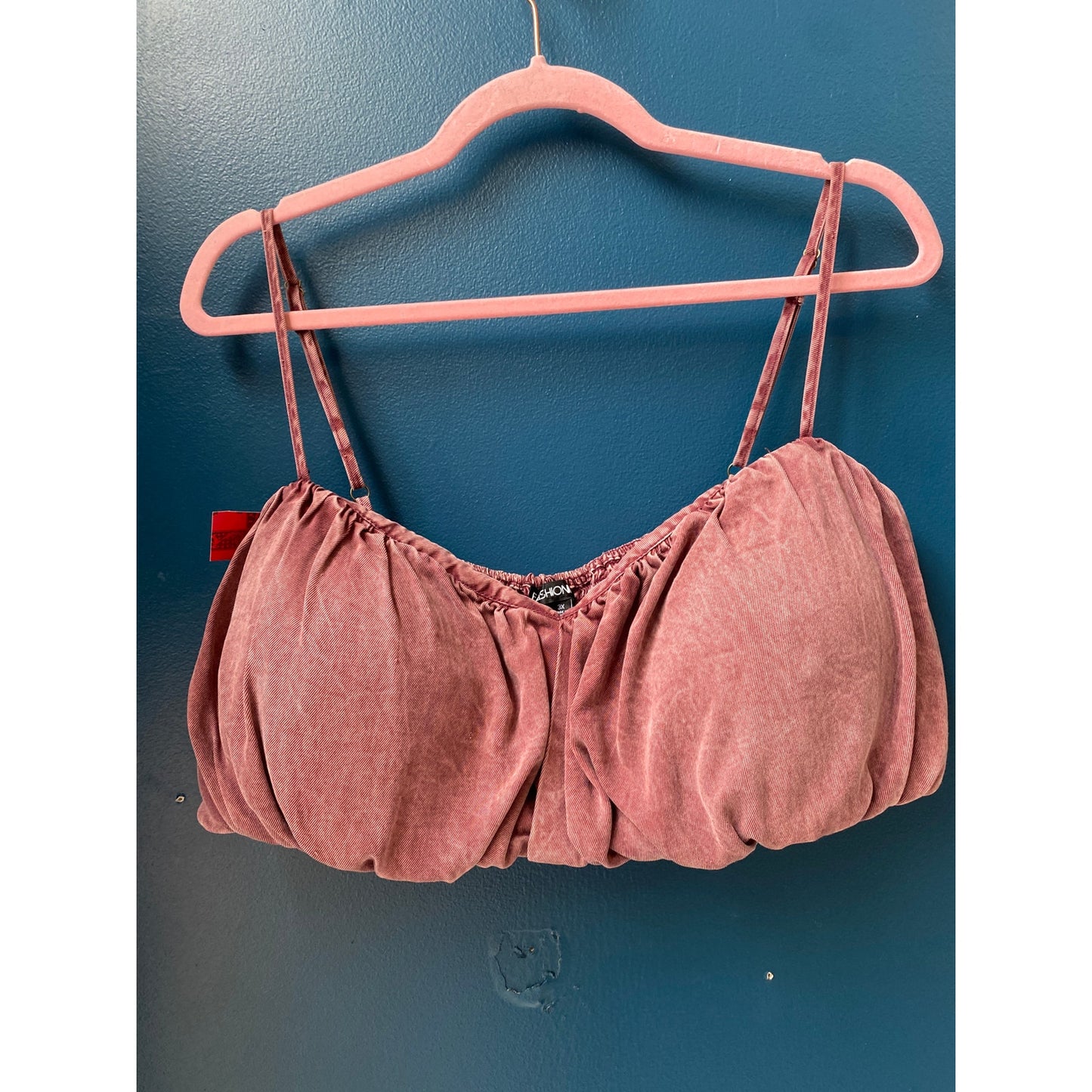 Fashion Nova Burgundy Smocked Crop Top Women's Plus Size 3X