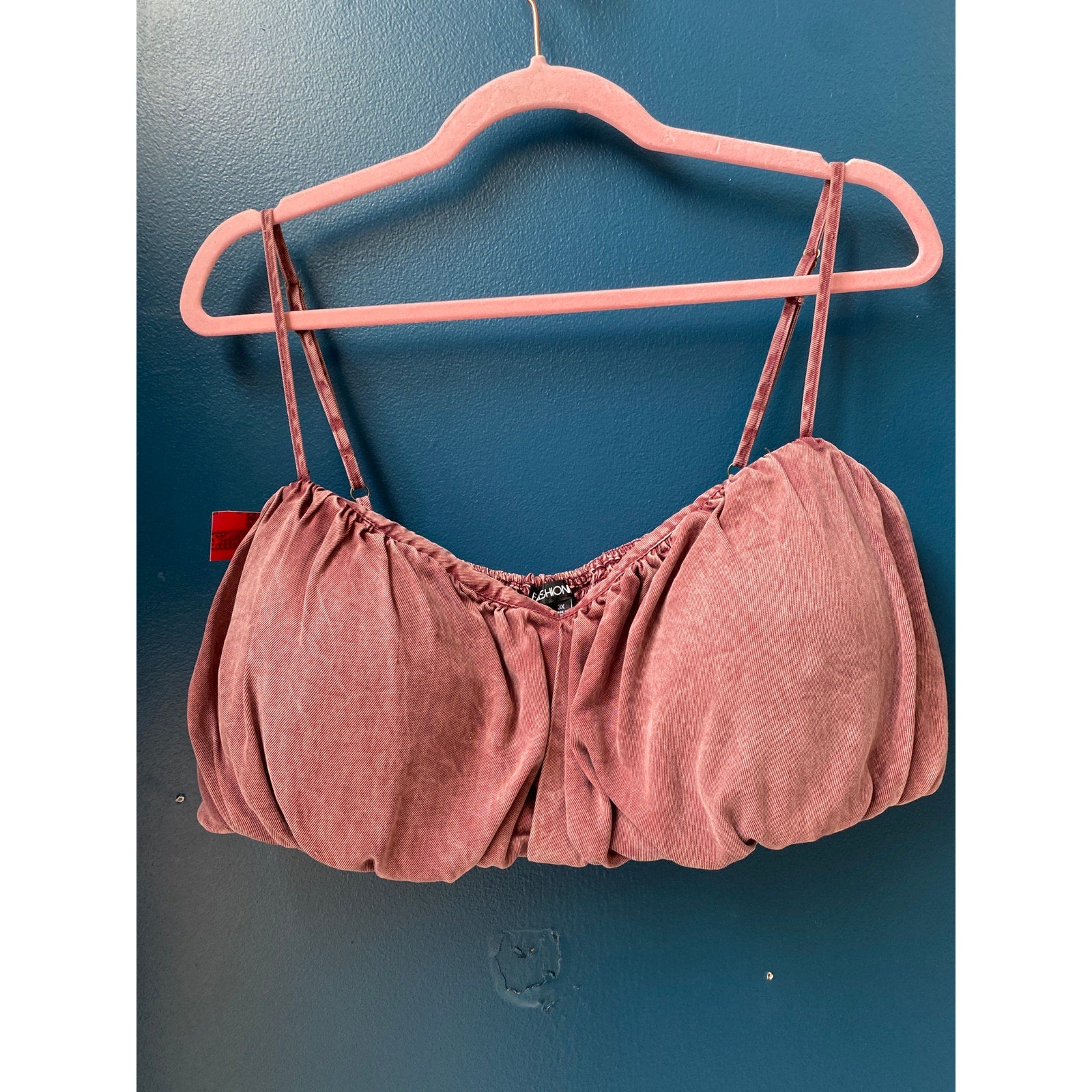 Fashion Nova Burgundy Smocked Crop Top Women's Plus Size 3X