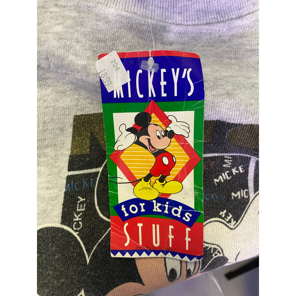 Tultex INDIANA Mickey Mouse Gray Crewneck Pullover Sweatshirt Youth Size Large
