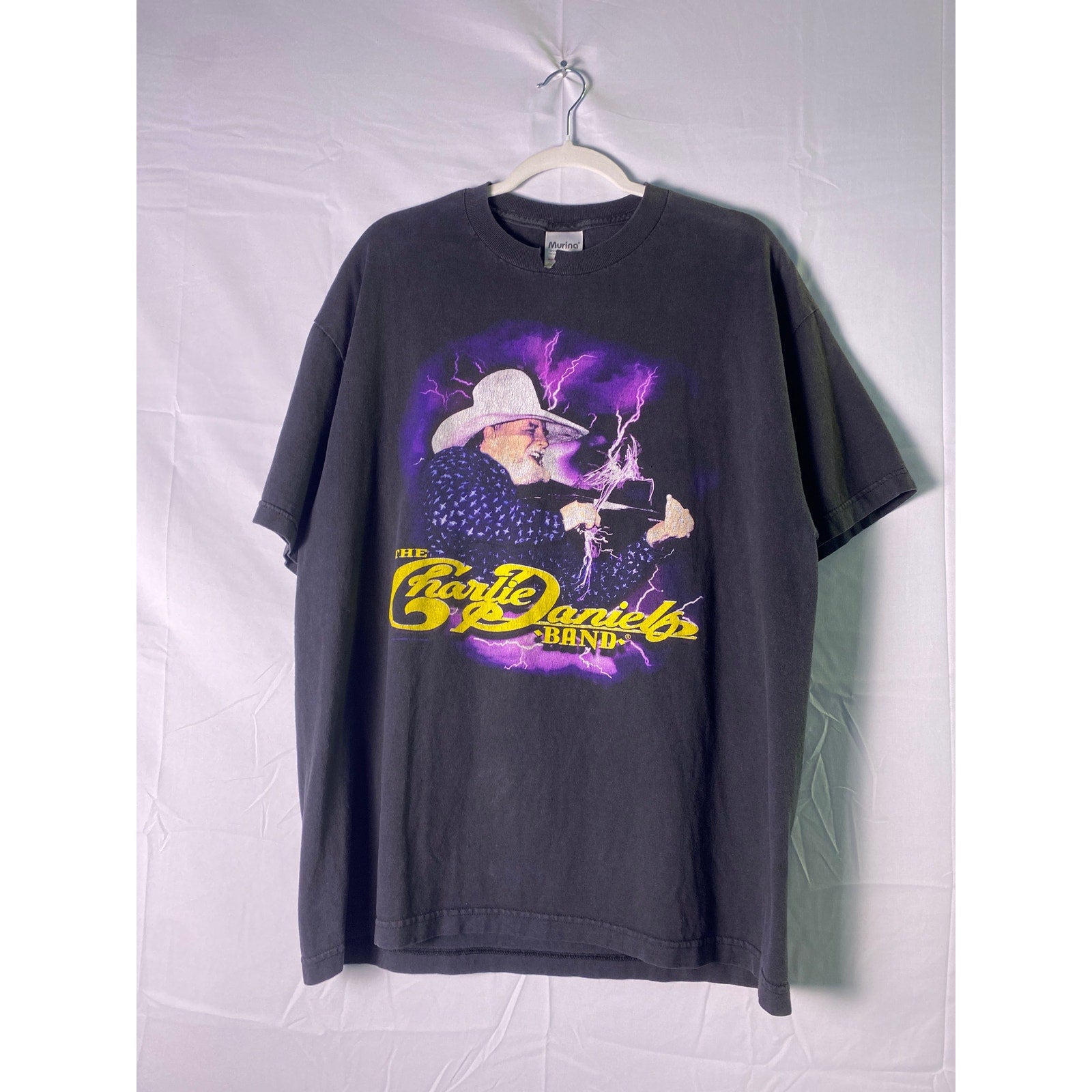 Charlie Daniels Tour Black Short Sleeve Crew Neck Graphic Men's Shirt Size XL