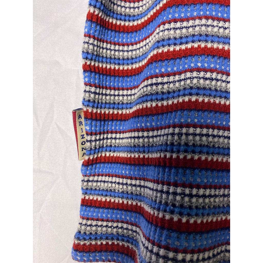 90's Arizona Jean Company Blue Red Striped Thermal Tee Shirt Women's Size Large