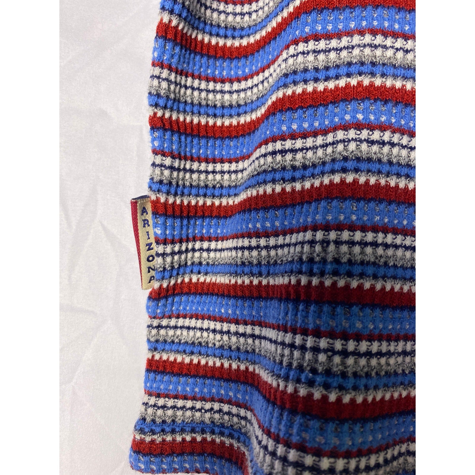 90's Arizona Jean Company Blue Red Striped Thermal Tee Shirt Women's Size Large