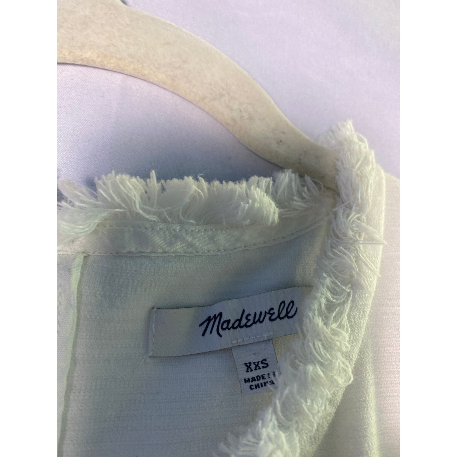 Madewell Fringed Afternoon Sleeveless Dress White Style F2364 Pocket Women's XXS