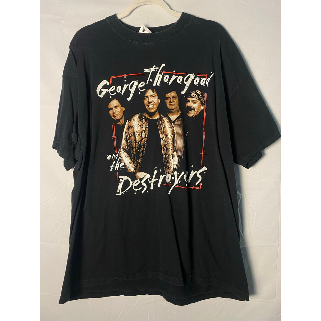 2001 George Thorogood and The Destroyers Graphic Print Black Shirt Mens Size 2XL