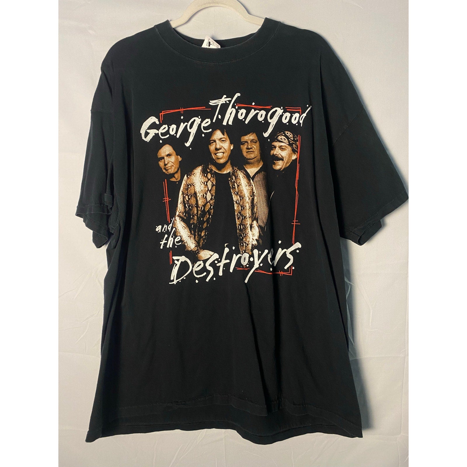 2001 George Thorogood and The Destroyers Graphic Print Black Shirt Mens Size 2XL