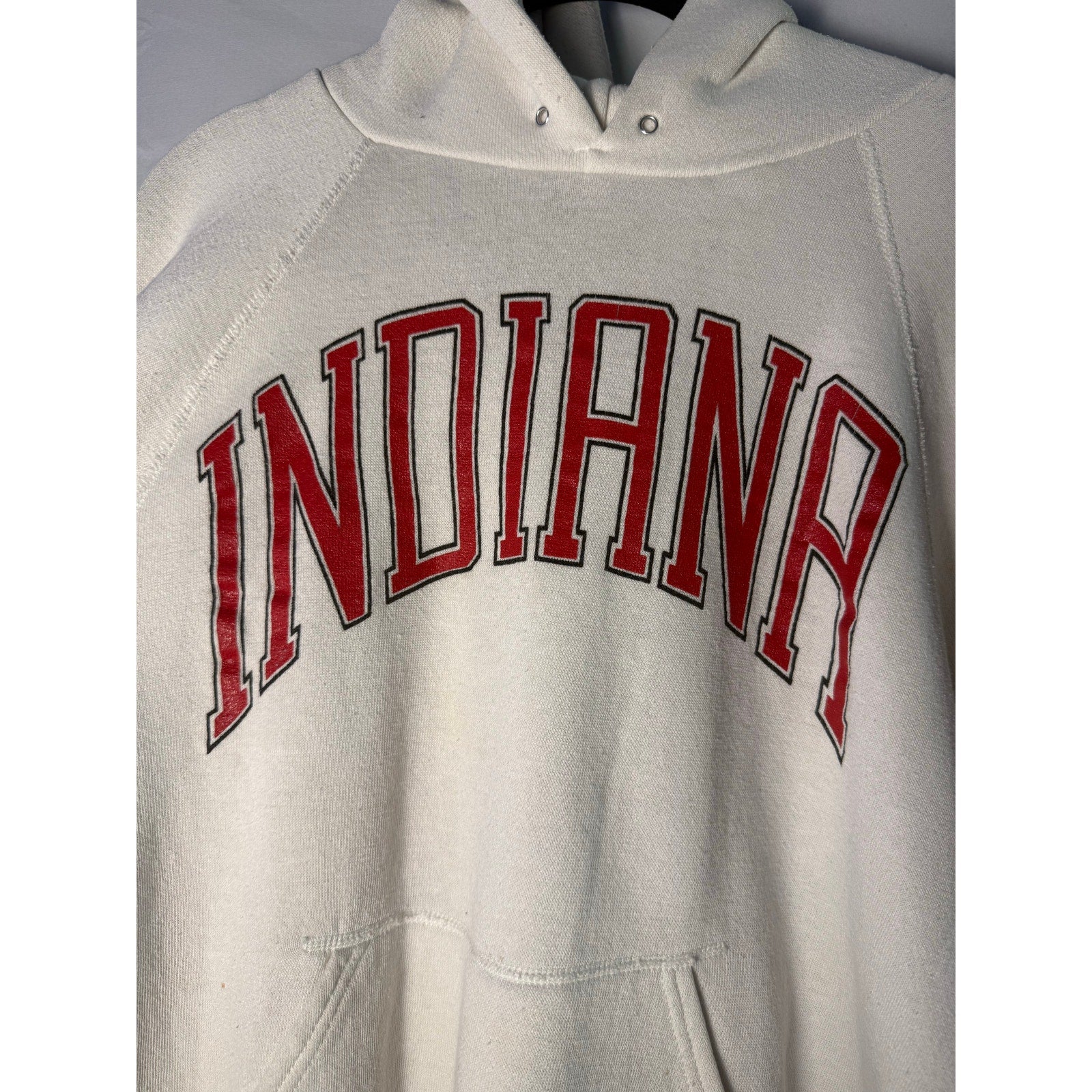 Vintage 90s Basset Walker INDIANA University White Hoodie Pullover Men's Medium
