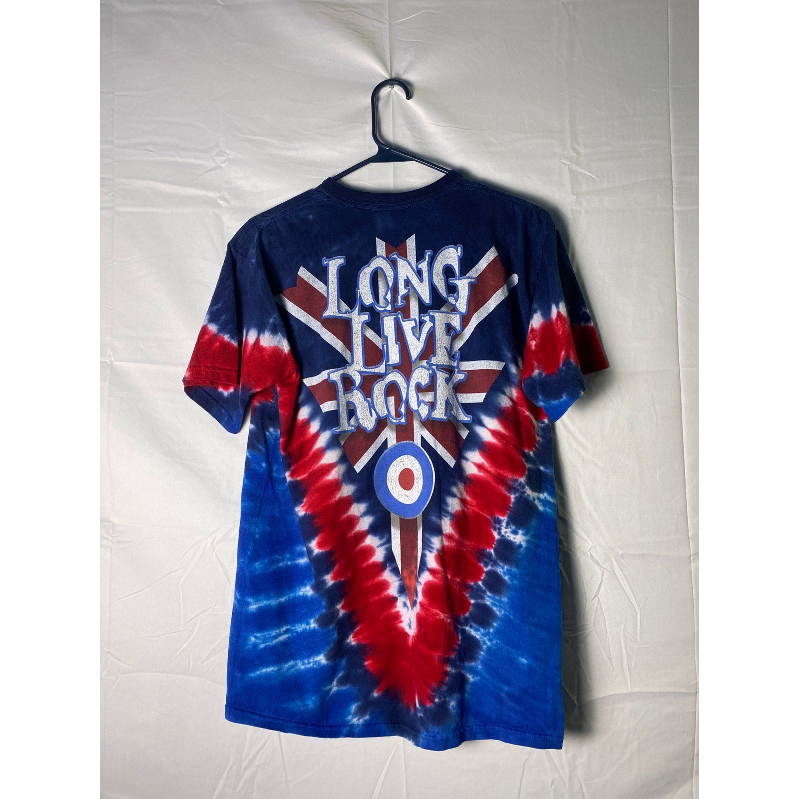 Vintage Y2K Liquid Blue "The Who Long Live  Rock" Blue Red White Tie Dye Shirt M