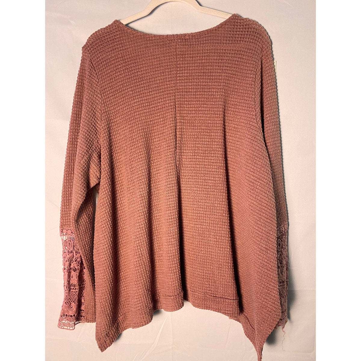 Venus Mauve Waffle Knit Thermal Sweater V-neck Women's Plus Size 3XL