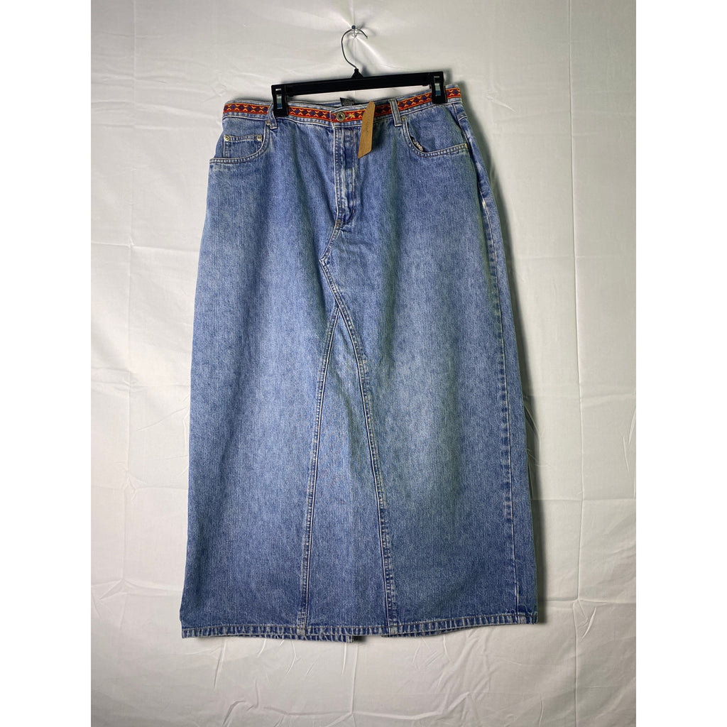 Y2K Venezia Back Slit Blue Denim Retro Maxi Skirt Women's Size 14