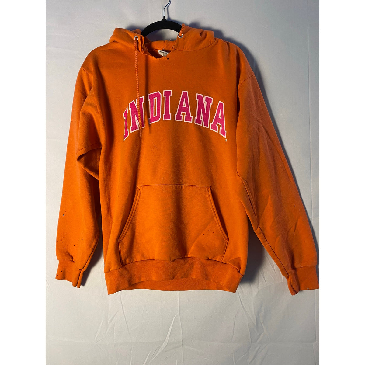 Port and Company Indiana Pink Graphic Print Logo Orange Pullover Hoodie Sz Small