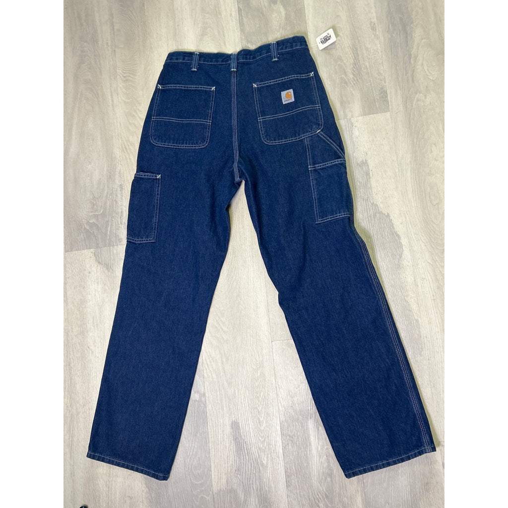 Carhartt Dungaree Fit Carpenter Straight Workwear Cotton Blue Denim Men's 32/32