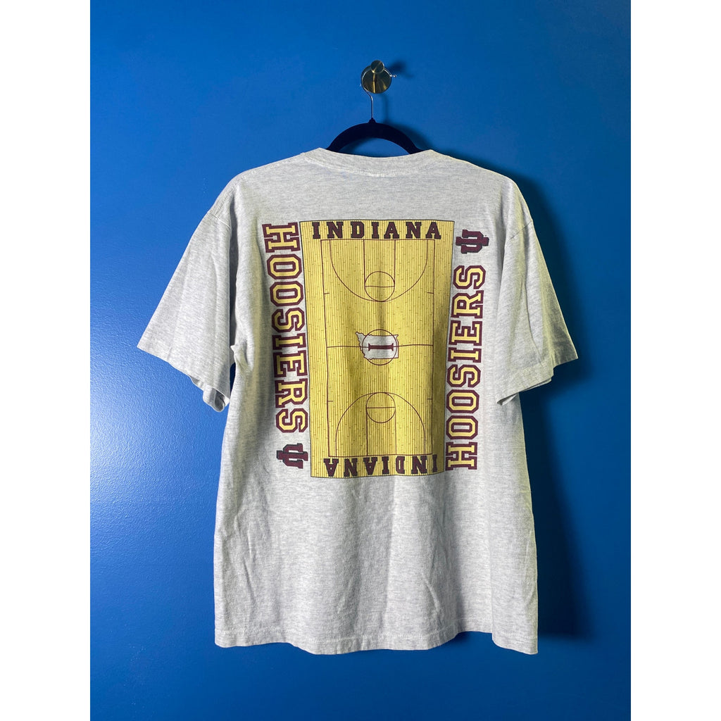 Vintage Indiana University IU Hoosiers Basketball Court Gray Shirt Men's Large
