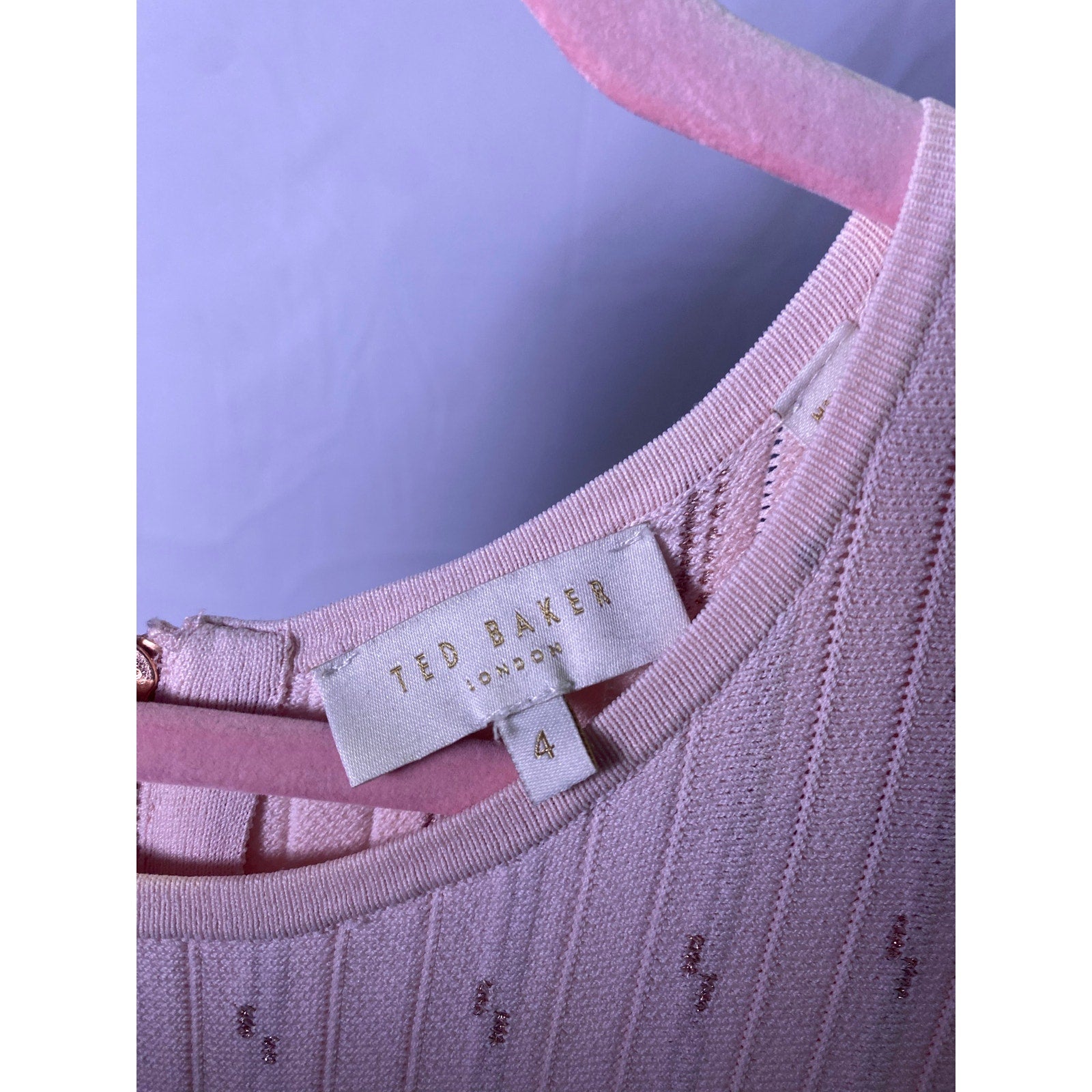 Ted Baker Pink Pleated Jacquard Knit Dress