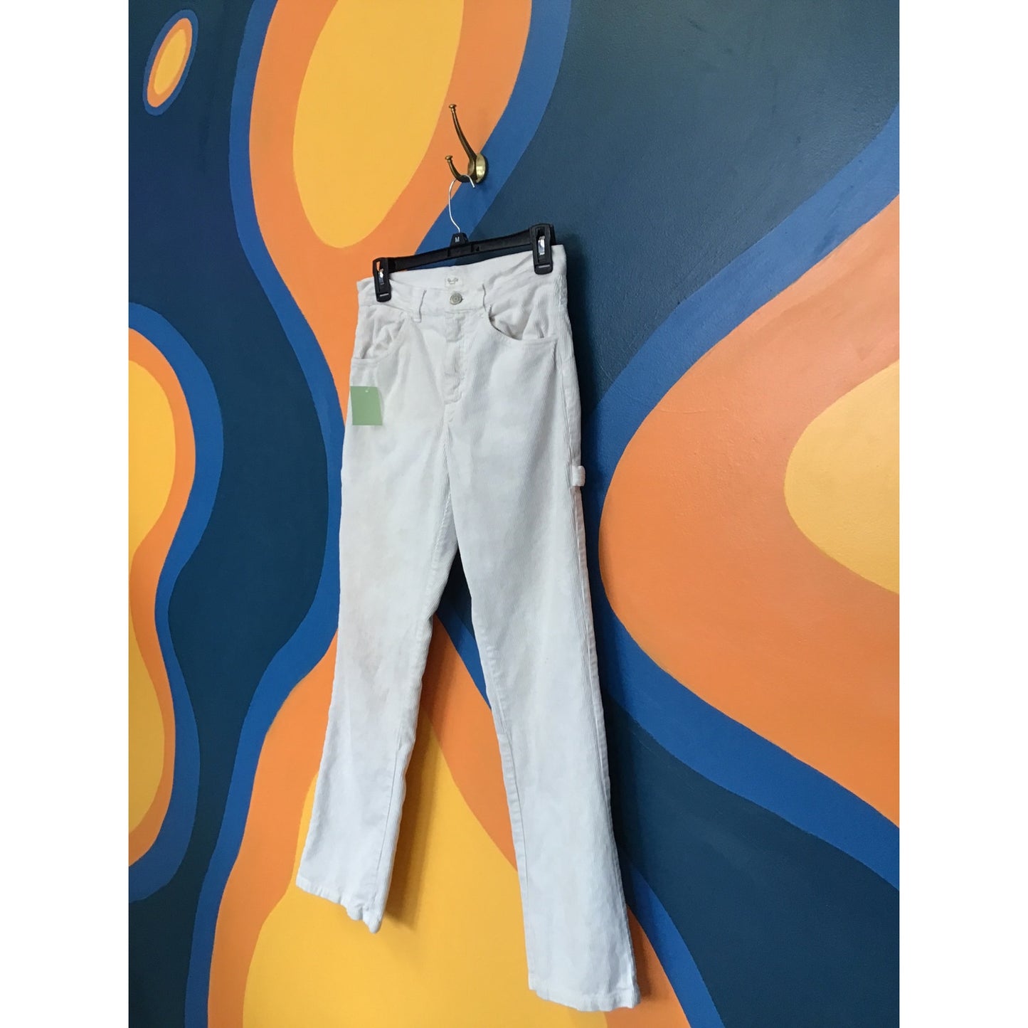 J. Galt Straight Leg Cream Corduroy Pants with Pockets Womens Size Medium