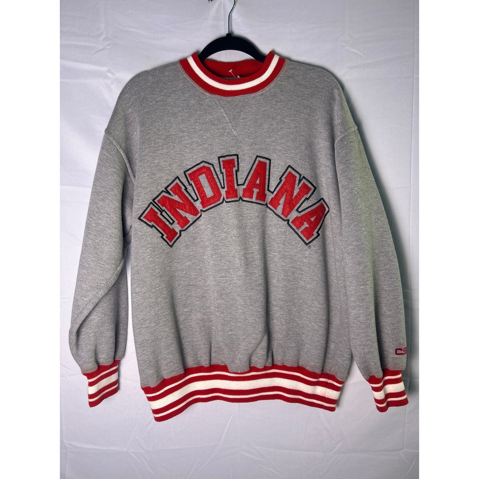 Vintage Crable Sportswear INDIANA Crew Neck Gray Red Varsity Sweatshirt Medium