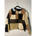 Y2K Karen Arnold Suede Patchwork Suede Jacket Full Zip Brown Tan Women's XL &nbsp;