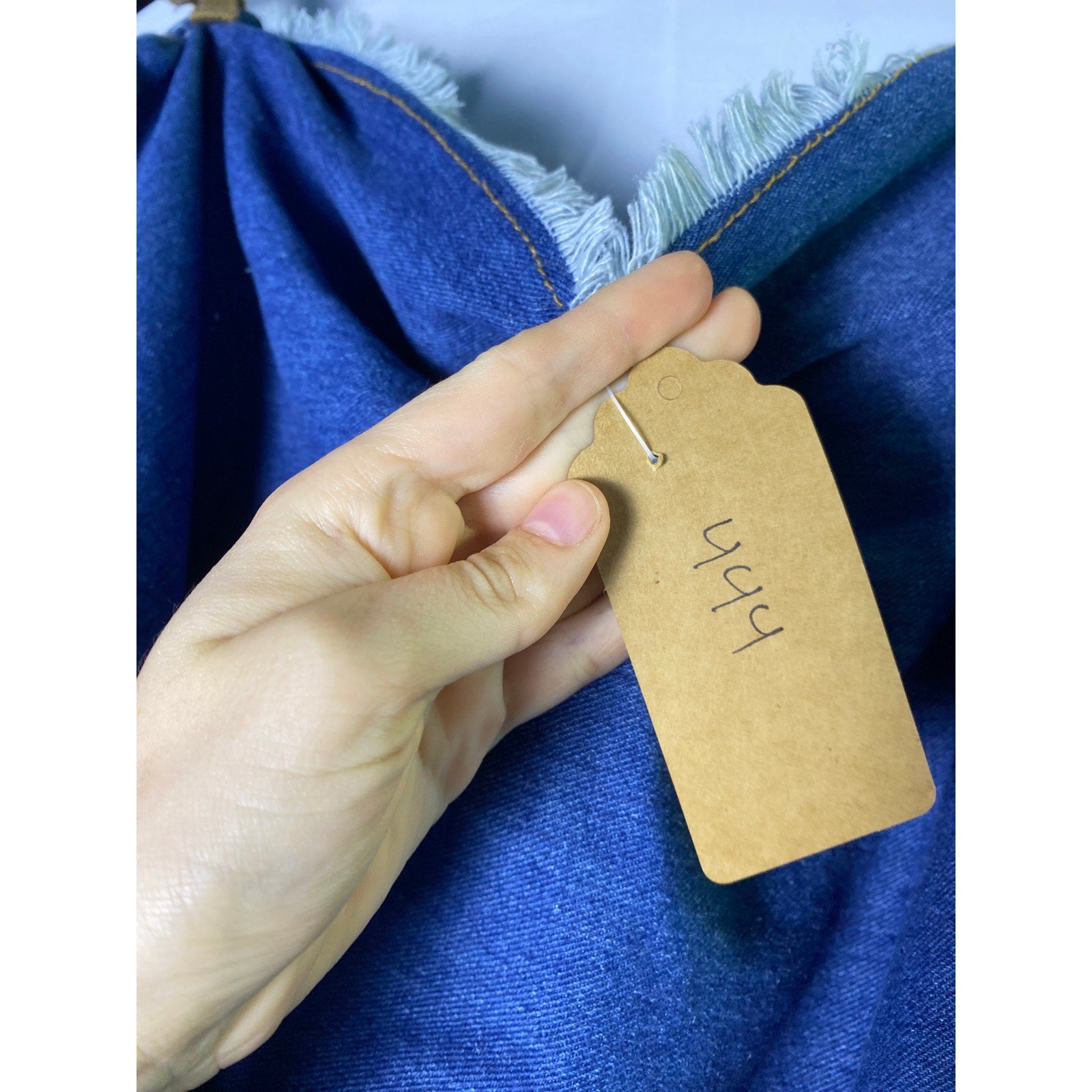 Ursime Women's Frayed Hem Asymmetrical  Blue Denim Poncho Size Large