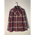 Vintage Burgundy Navy Cream Plaid Button Up Peacoat Jacket Women's Medium