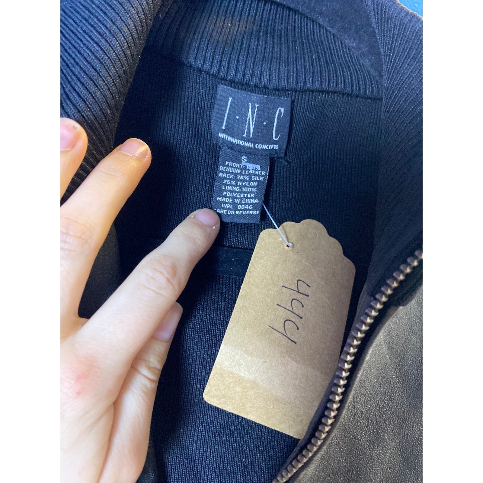 INC International Concepts Black Full Zip Leather Vest Jacket Women's Size Small
