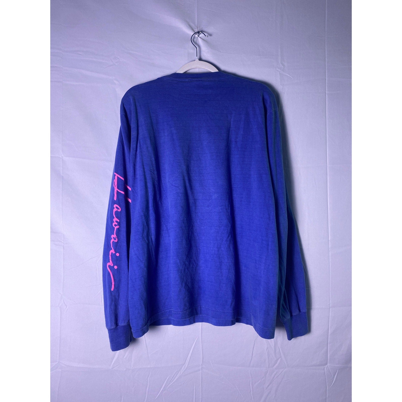 Poly Prints Surfing Hawaii Blue Long Sleeve Shirt Men's Size XL