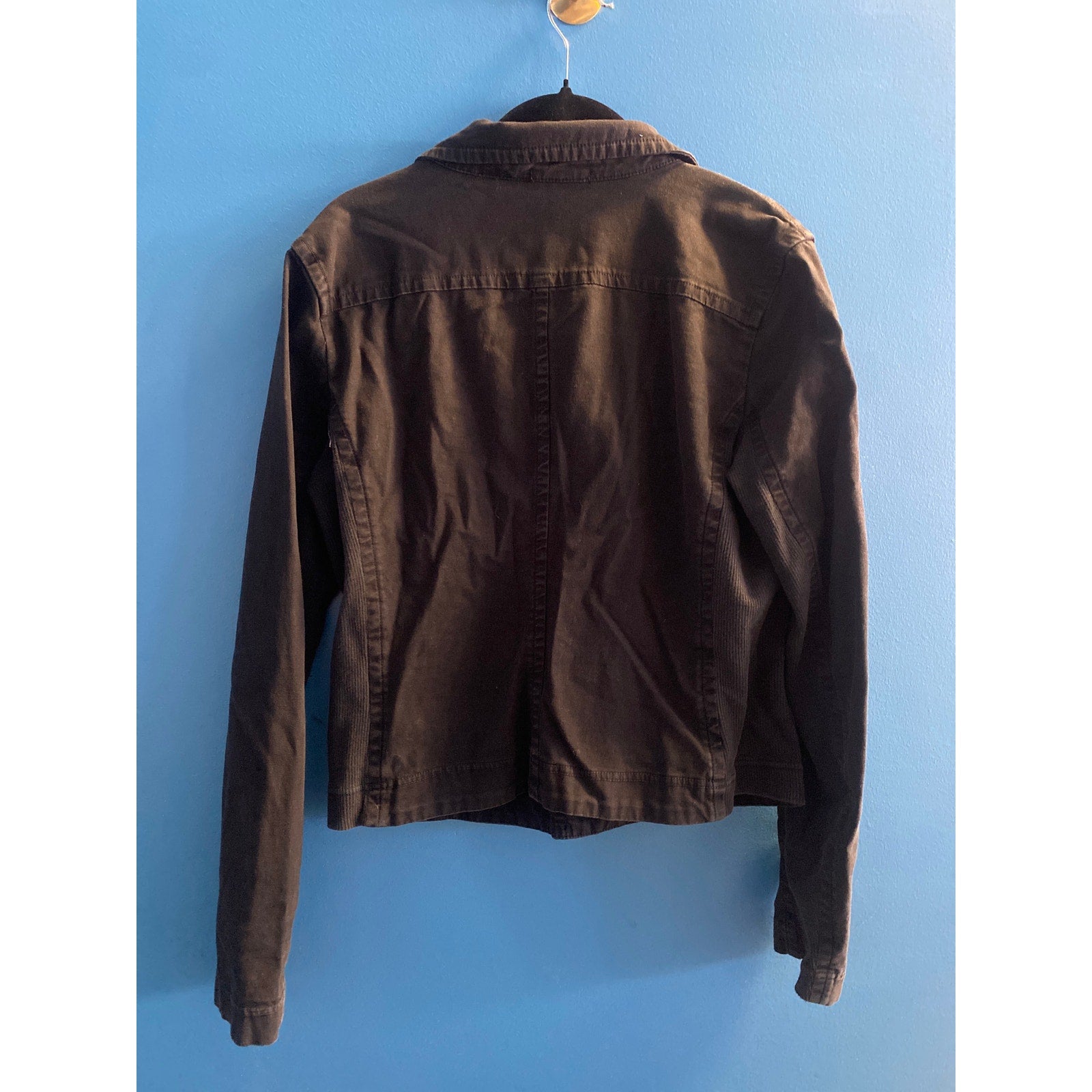 Standard James Perse Cropped Moto Jacket Military Black Full Zip Women's Large
