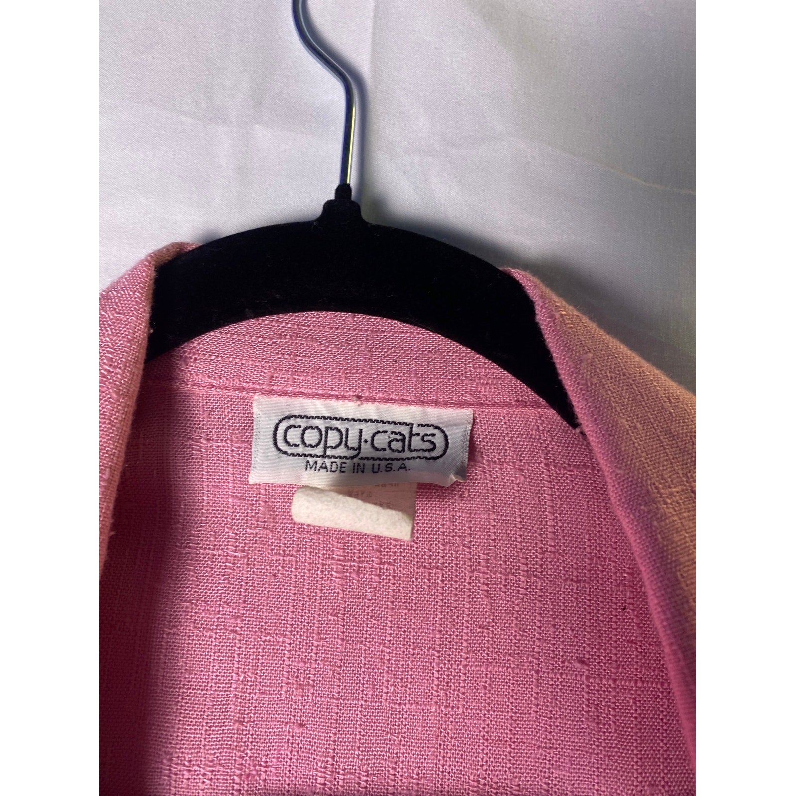 Vintage 70s-80s Copy.Cats Pink Textured Lightweight Open Blazer Jacket Medium