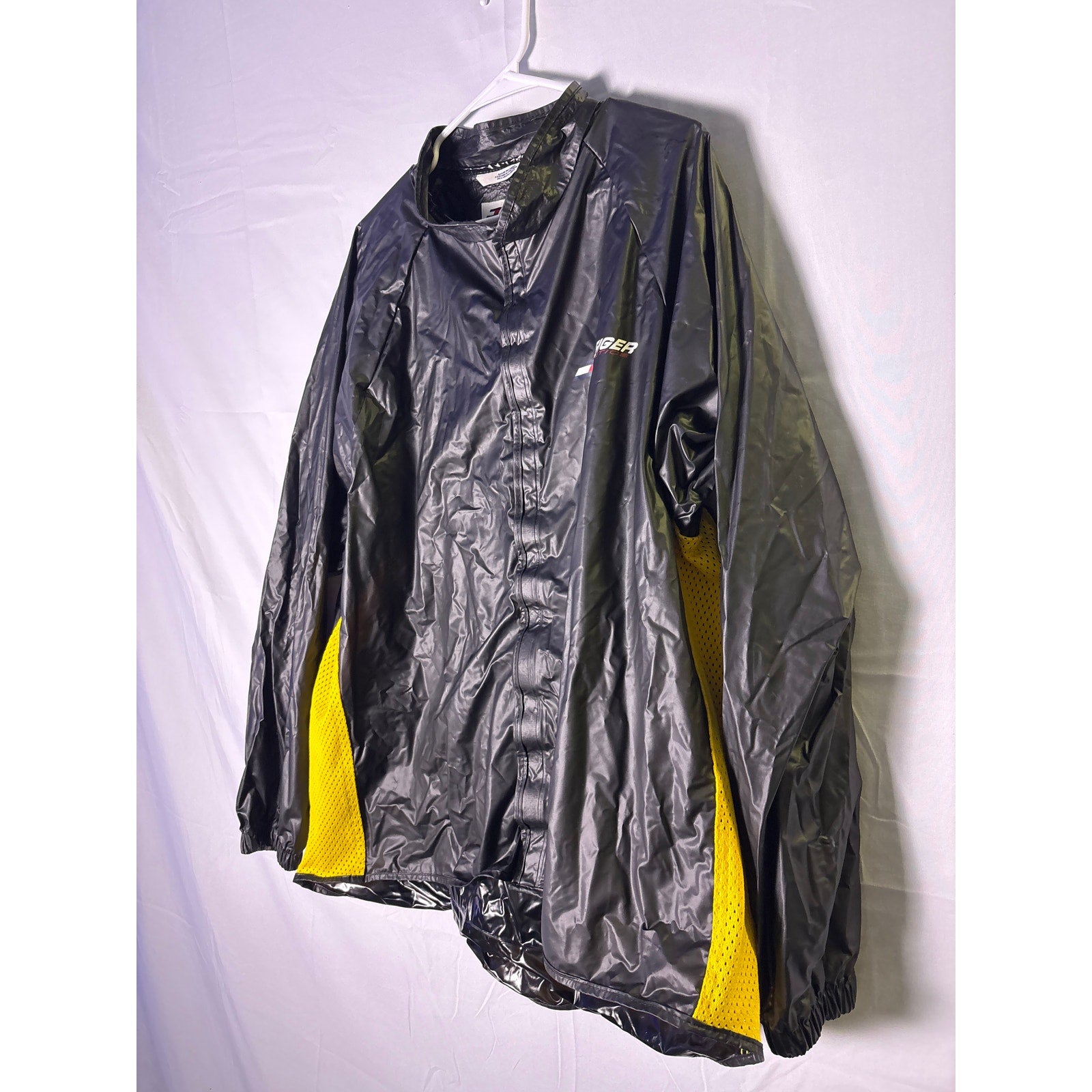 Vintage Tommy Hilfiger Athletics Black Waterproof Rain Jacket Men's Size XL