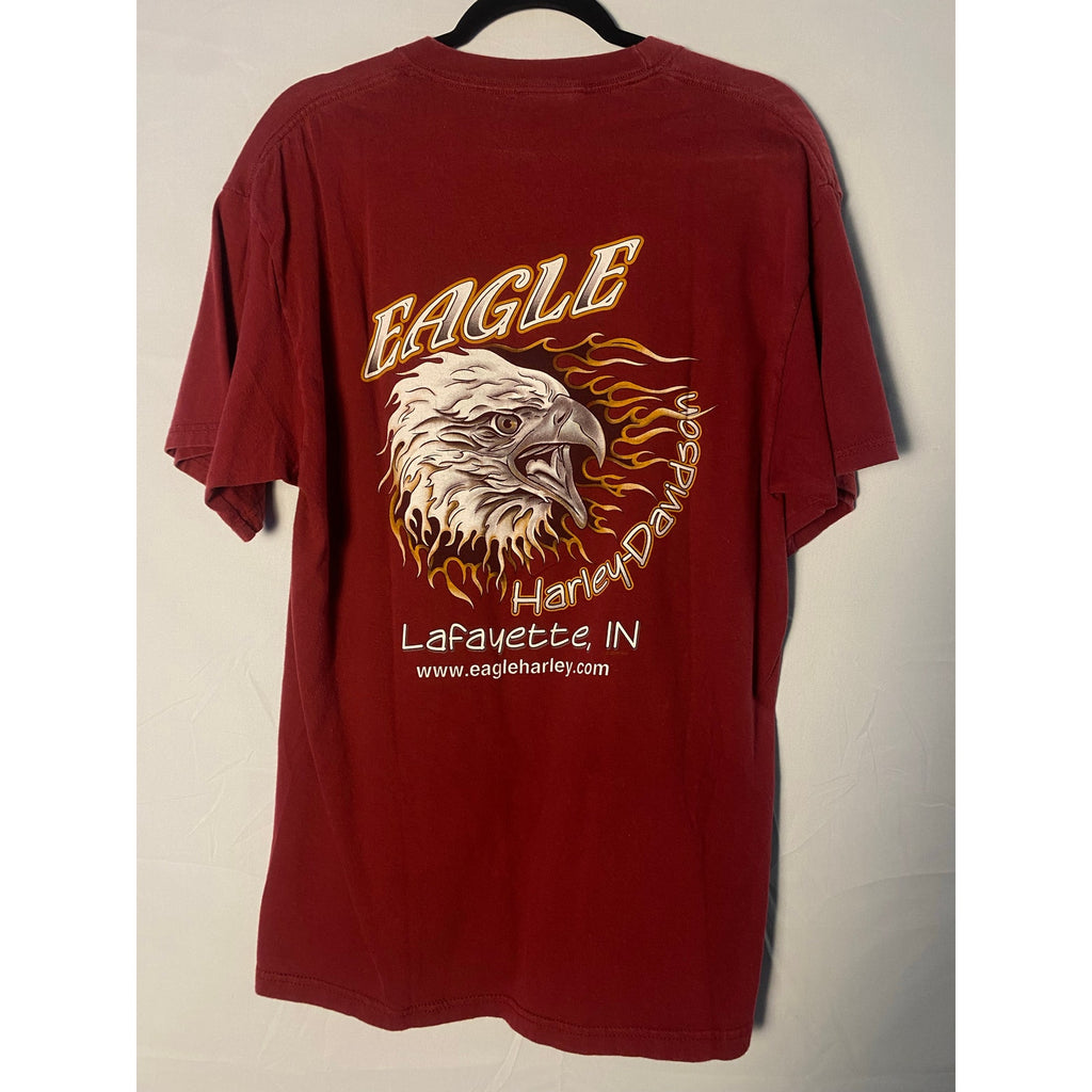 Harley Davidson Legendary Eagle Lafayette, Indiana Red Graphic Shirt Men's Large