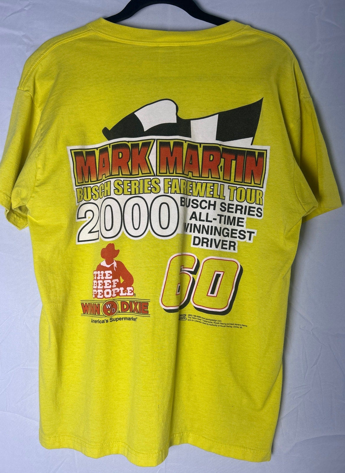 2000 Vintage Fruit of the Loom Mark Martin Nascar Farewell Tour Shirt Size Large