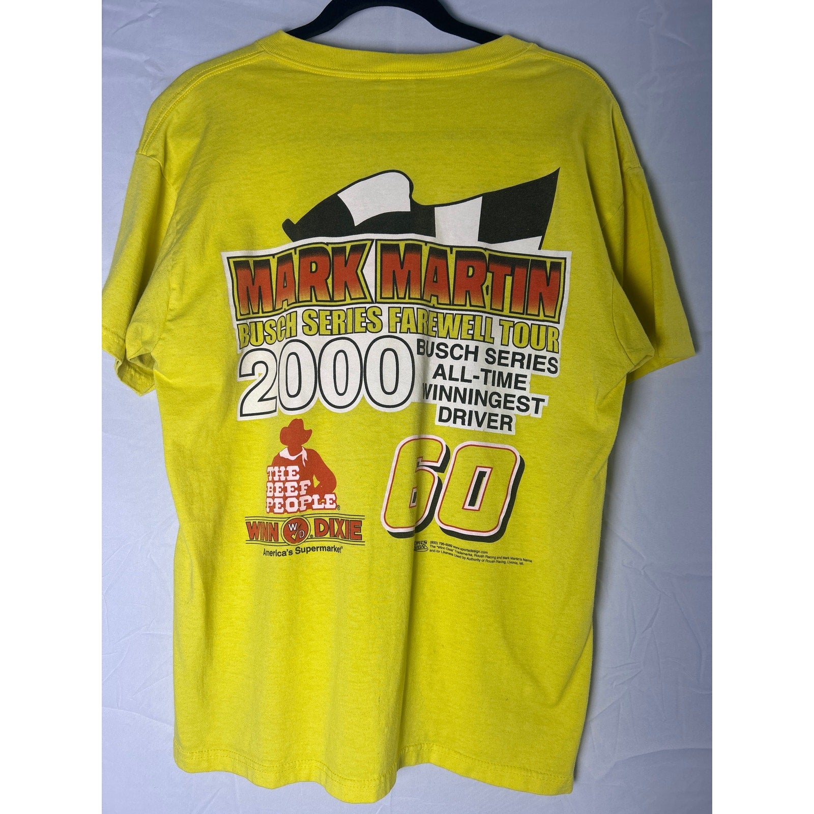 2000 Vintage Fruit of the Loom Mark Martin Nascar Farewell Tour Shirt Size Large