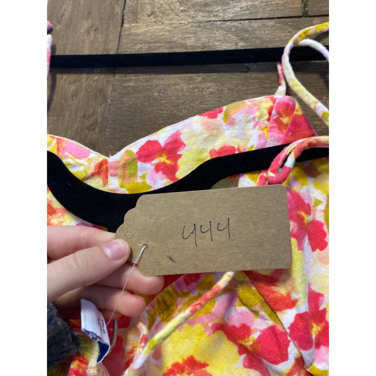 Old Navy Pink Yellow Floral Tank Top Tie Sleeve Women's Size Large