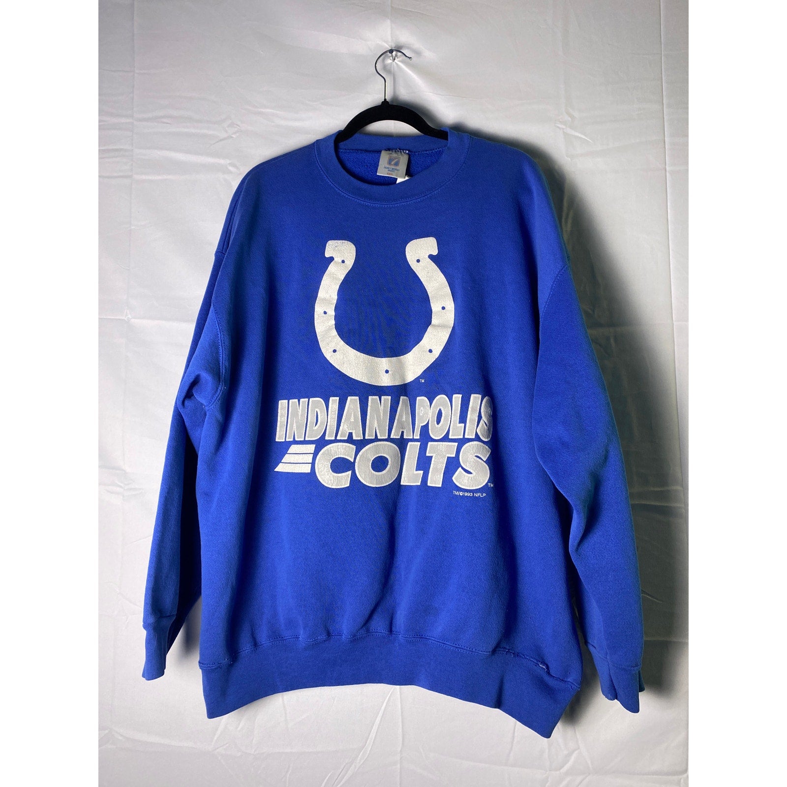 Vintage 90s Logo 7 NFL Indianapolis Colts Crewneck Blue Pullover Sweatshirt XXXL